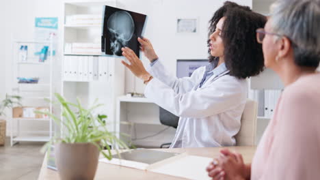 consulting, doctor and senior woman with mri