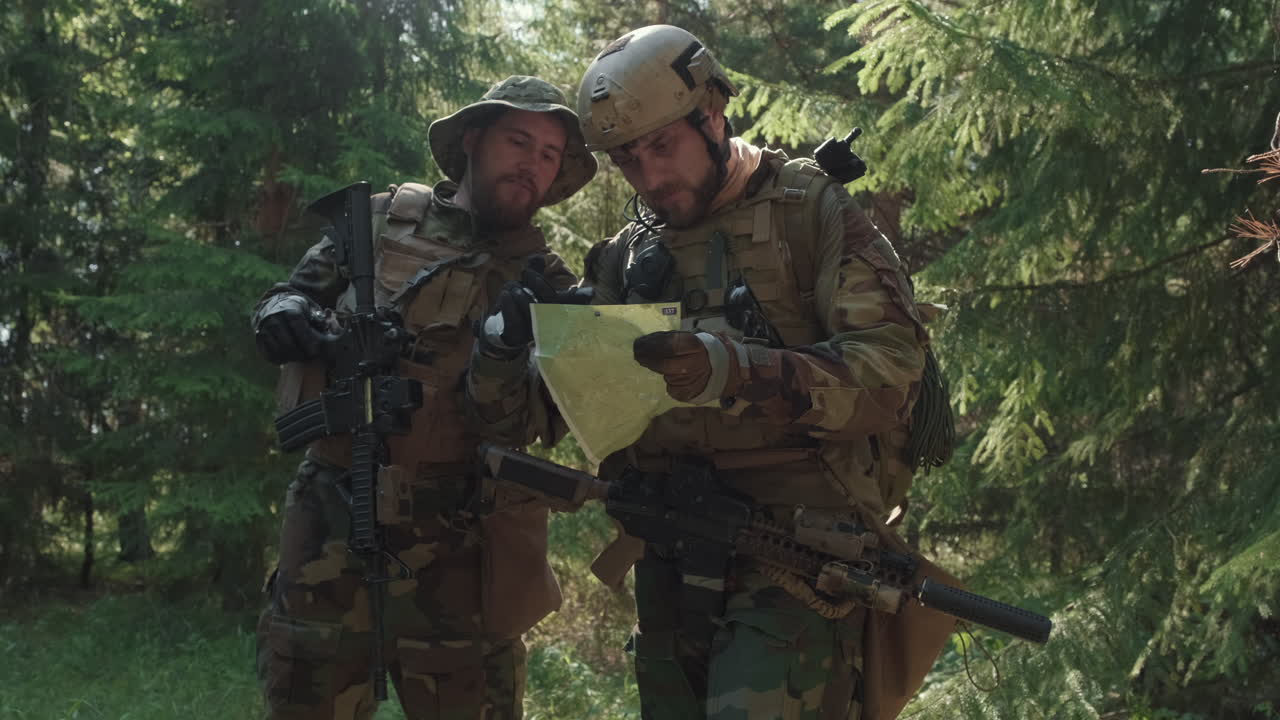 Soldiers Looking At Map