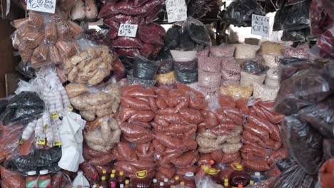 hispanic food ingredients hanging on a rack