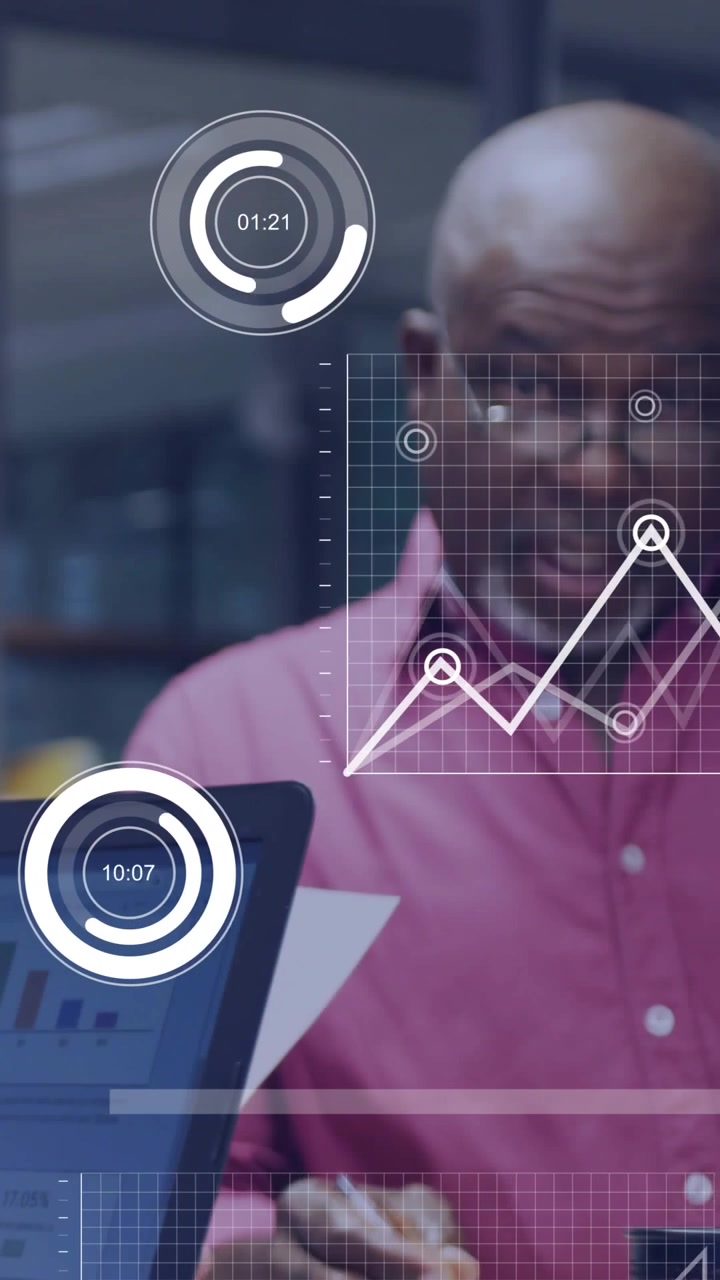 Vertical video: Senior stepping up as peer yielding reading report leading data review amid charts