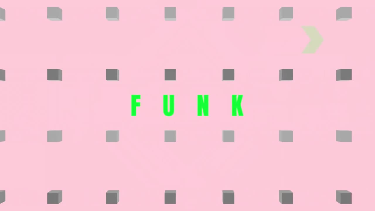 분홍색 배경에 3d 큐브 위의  ⁇ 크 텍스트의 애니메이션