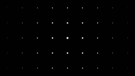 dynamic composition with white stars scaling at black background. vintage pattern animation