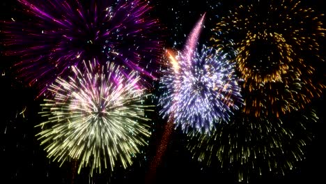 fuegos artificiales aislados multicolores en bucle gran final
