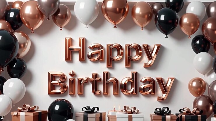 Sfondo di compleanno con palloncini e regali