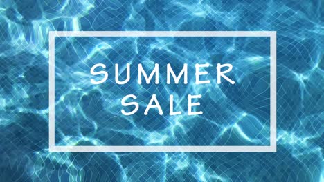 4k loopable slow motion water ripple with framed "summer sale" text