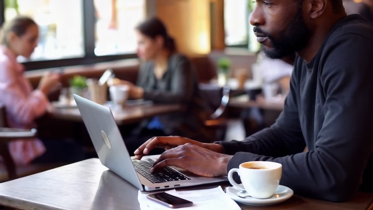 Solo Productivity. Focused Work in a Cozy Cafe.