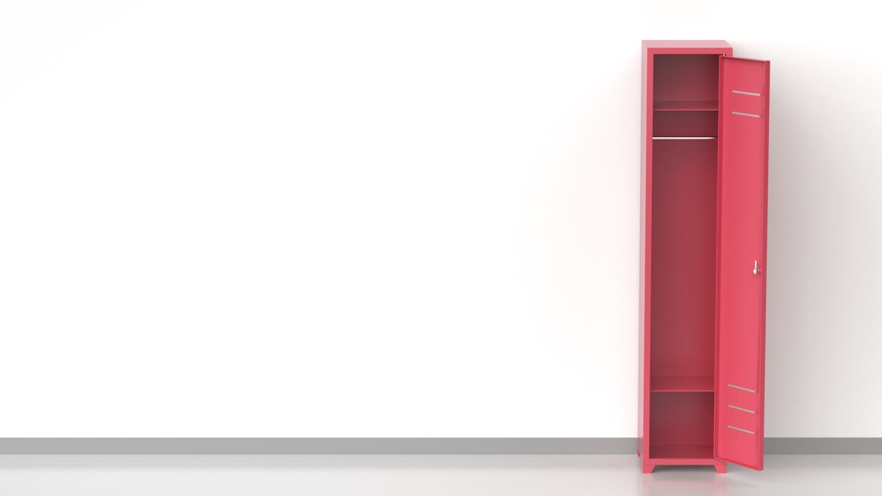 un armario de metal rojo vacío.