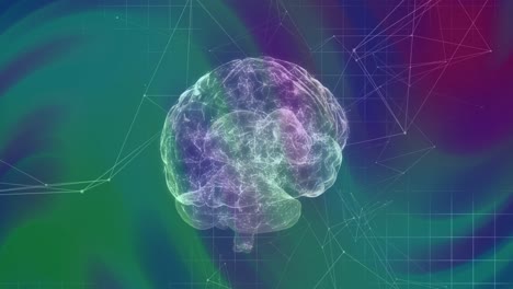 animación de cerebros y formas sobre un fondo colorido