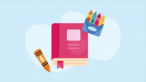 animación de la biblioteca de libros de texto rojos