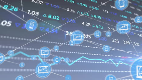 animation of financial data processing over network of connections