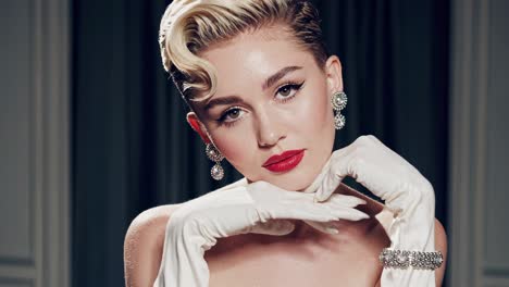 miley cyrus in elegant retro style