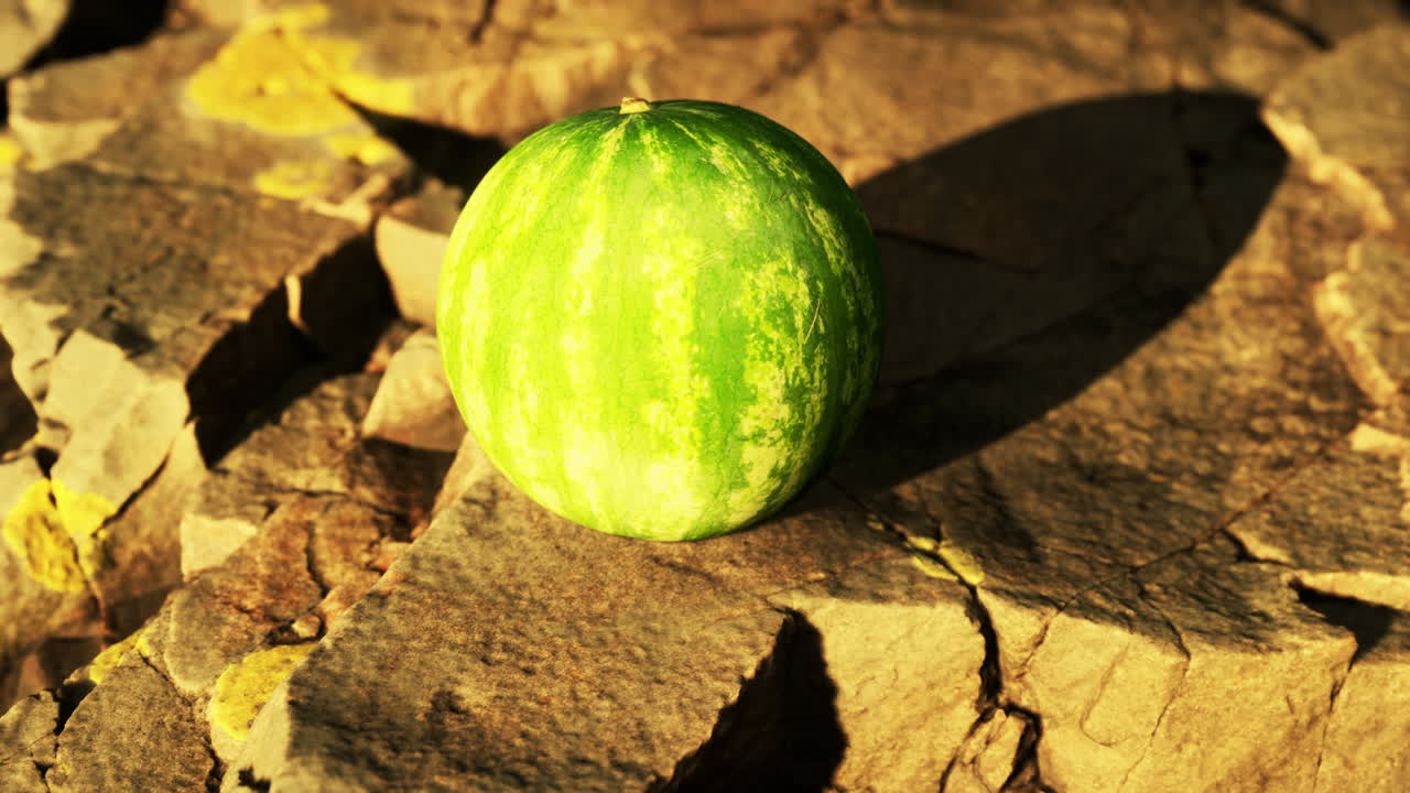 bayas de frutas de sandía en piedras rocosas