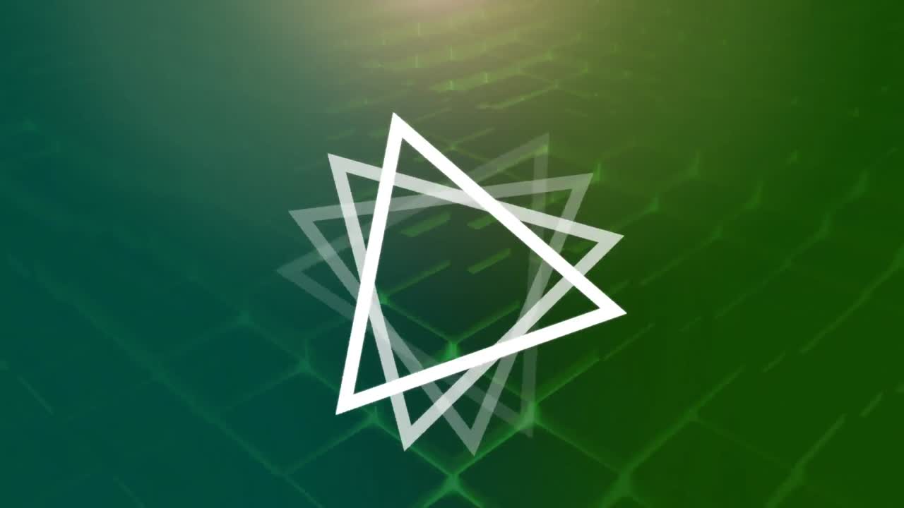 움직이는 3차원 바닥 배경과 함께 회전하는 삼각형