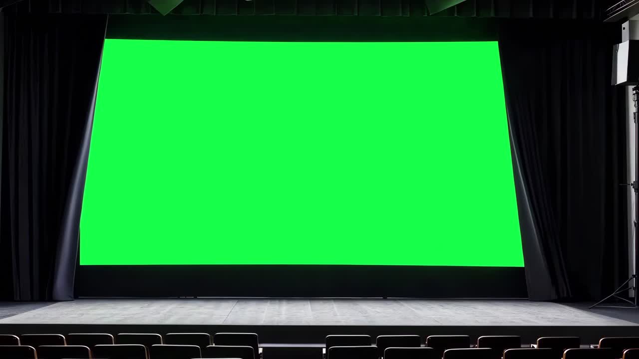 Cinema movie screen live mockup animation, transparent 4K video, green screen