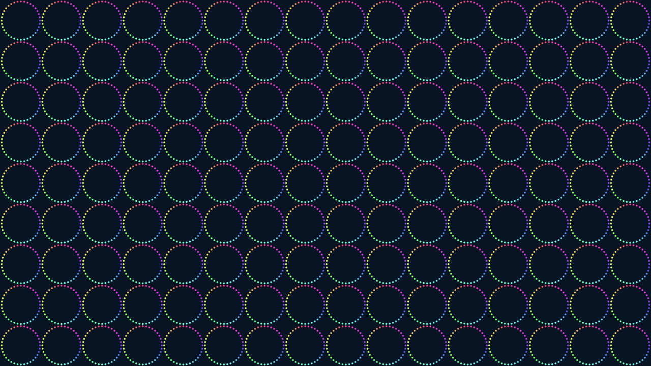 Seamless neon geometric circles pattern in rows