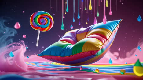 rainbow lollipop and pillow dreamscape