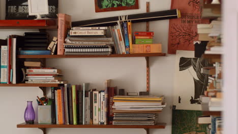 estanterías en un pintoresco apartamento vintage en el centro