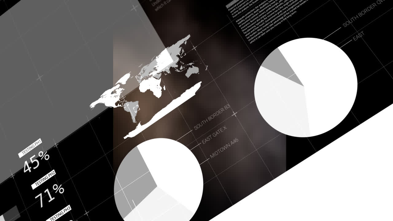 animación del procesamiento de datos financieros sobre un fondo oscuro