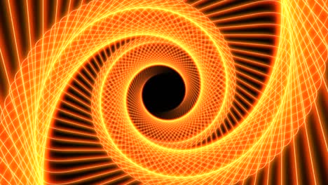hermoso fondo de animación de marco de alambre en espiral de neón naranja, 4k sin costuras