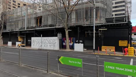 construction site with trams and trains in melbourne