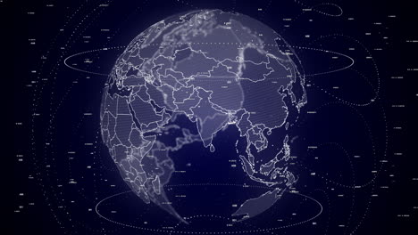 digital globe rotating, zooming in on india country