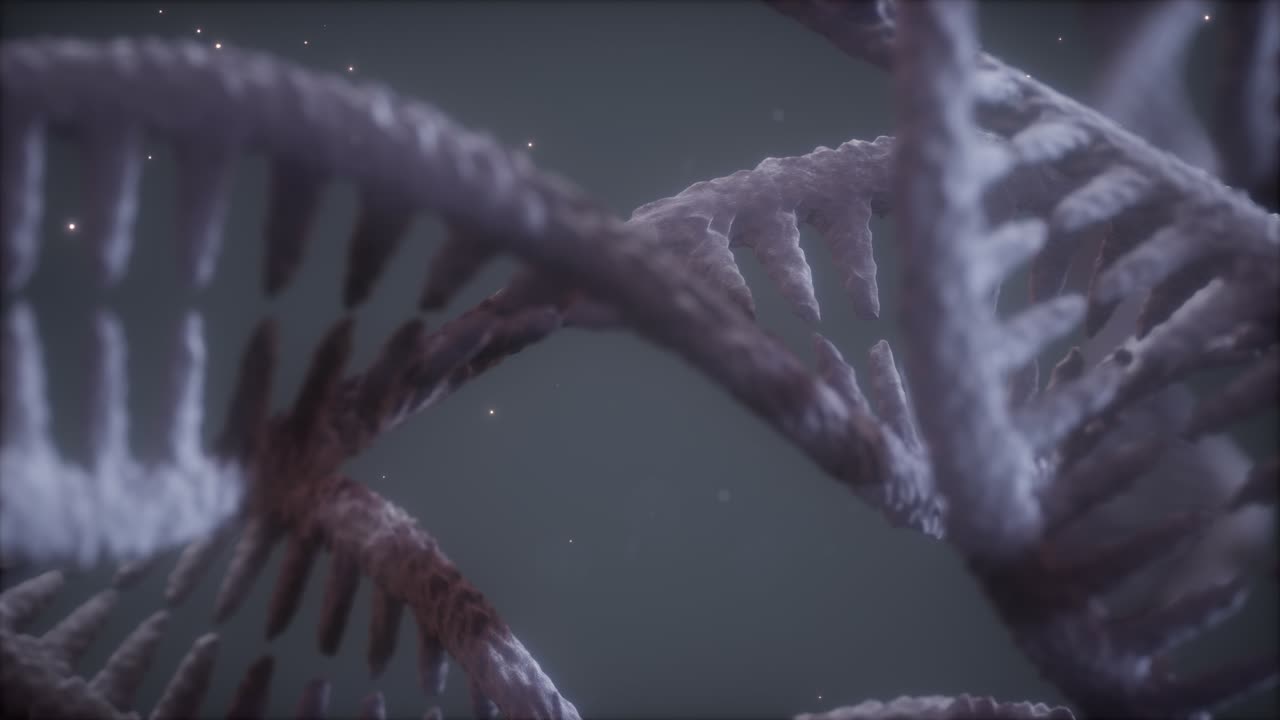 estructura helicoidal doble de la cadena de adn animación de primer plano