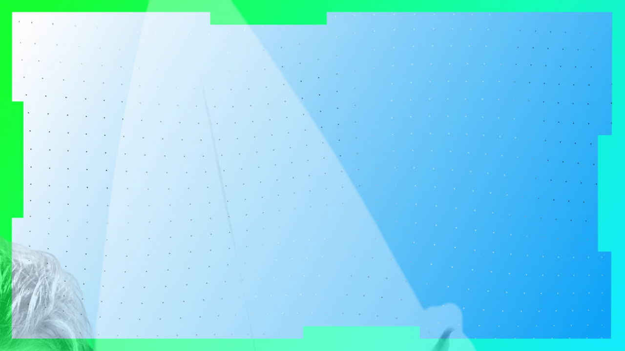 Abstract animation of blue and green geometric shapes with dotted pattern