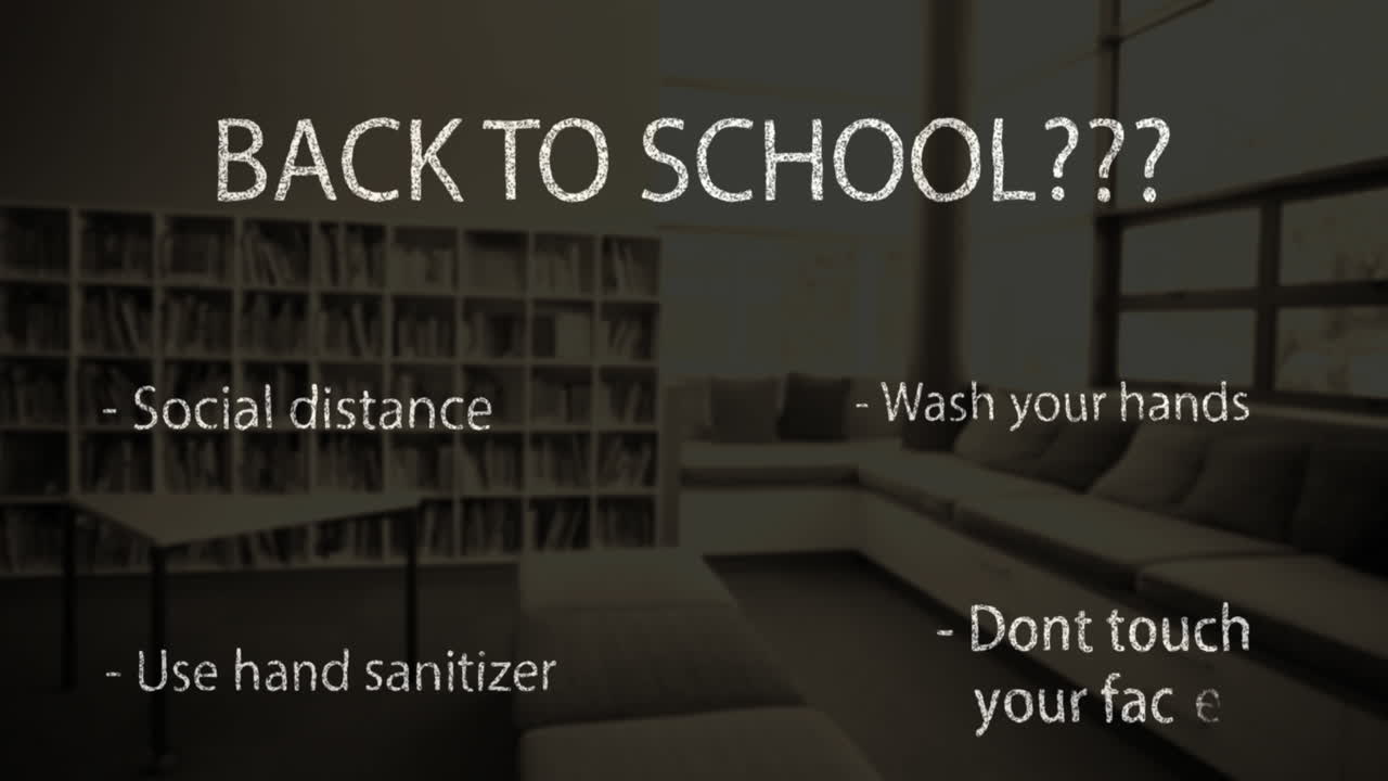 빈 도서관에 대한 학교 교과서와 코로나바이러스 개념 교과서