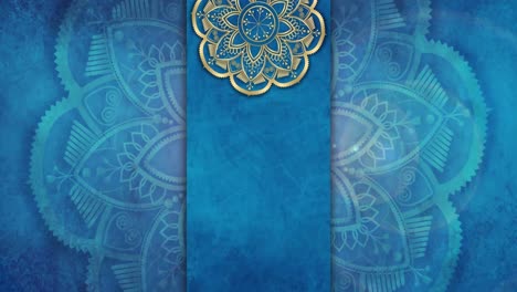 Gold-and-blue-paper-mandala-ornament-background-looping-smoothly,-arabic-islamic-style-for-any-purpose