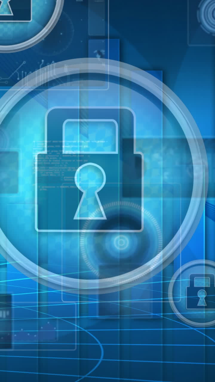 animación del procesamiento de datos sobre un fondo azul