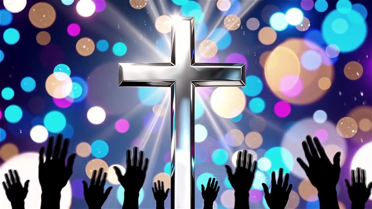 Cruz Cristiana con Luz Celestial, Fondo para Adoración.