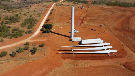 disposición de la turbina eólica durante la fase de construcción.