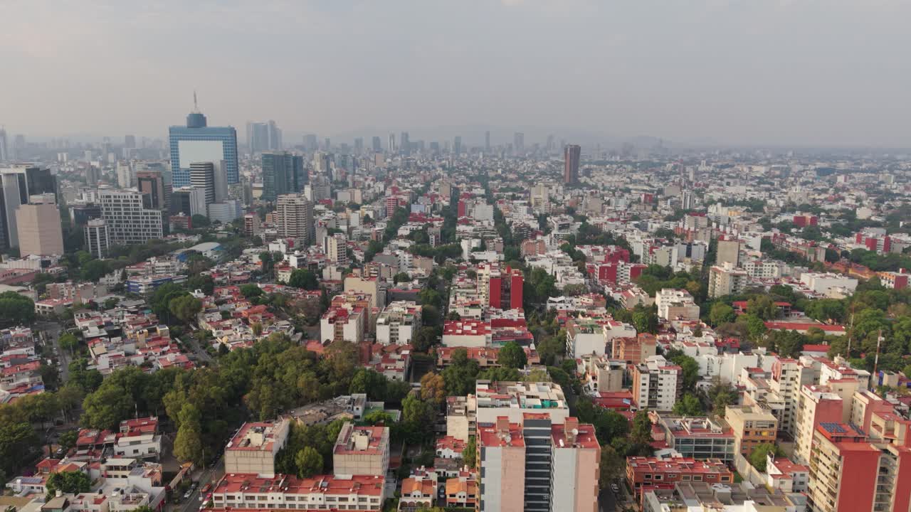 Mexico City's rooftops beneath a smoggy sky