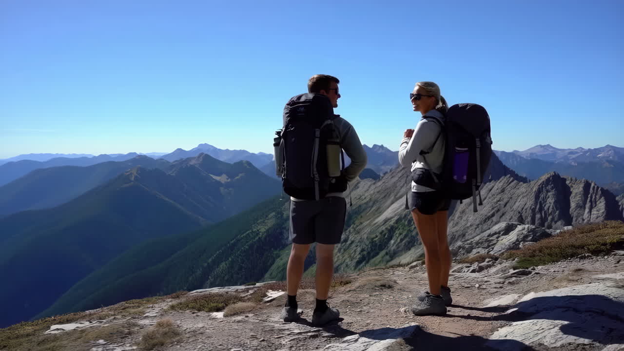 Hikers Enjoying Mountain View