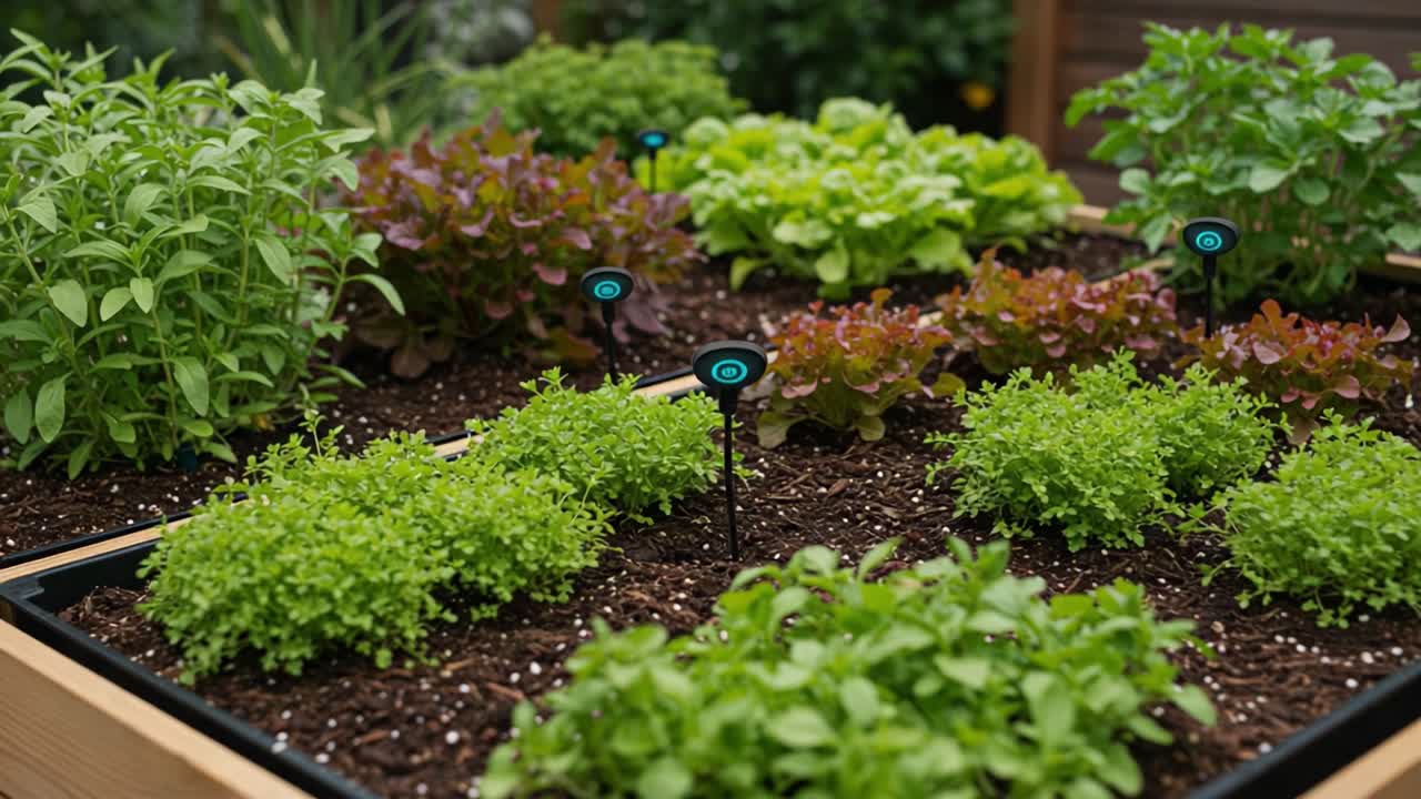 A Vibrant Home Herb and Vegetable Garden Featuring Fresh Green Herbs, Lush Lettuce Varieties, and Colorful Leafy Greens Raised in Handmade Planters for Optimal Growth