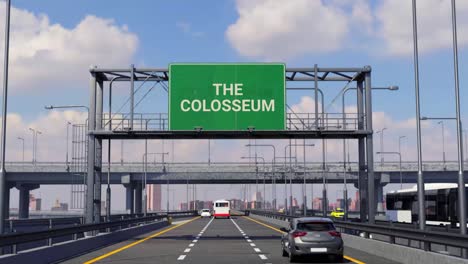 the colosseum road sign