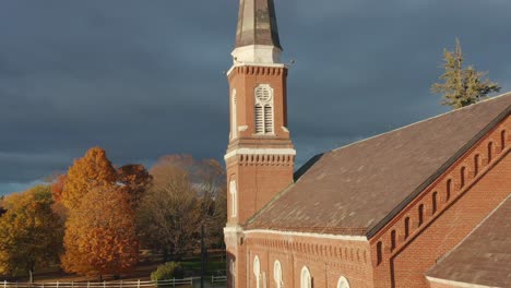 Antena-Iglesia-Nueva-Inglaterra-Poltney-Vt-Vermont-Dinámica-Dramática-Iluminación-Zumbido-América-Religión-Paisaje-Costa-Este