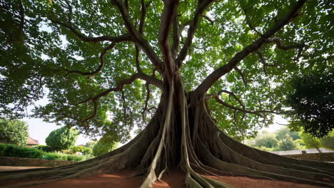 majestic banyan tree with extensive buttress roots