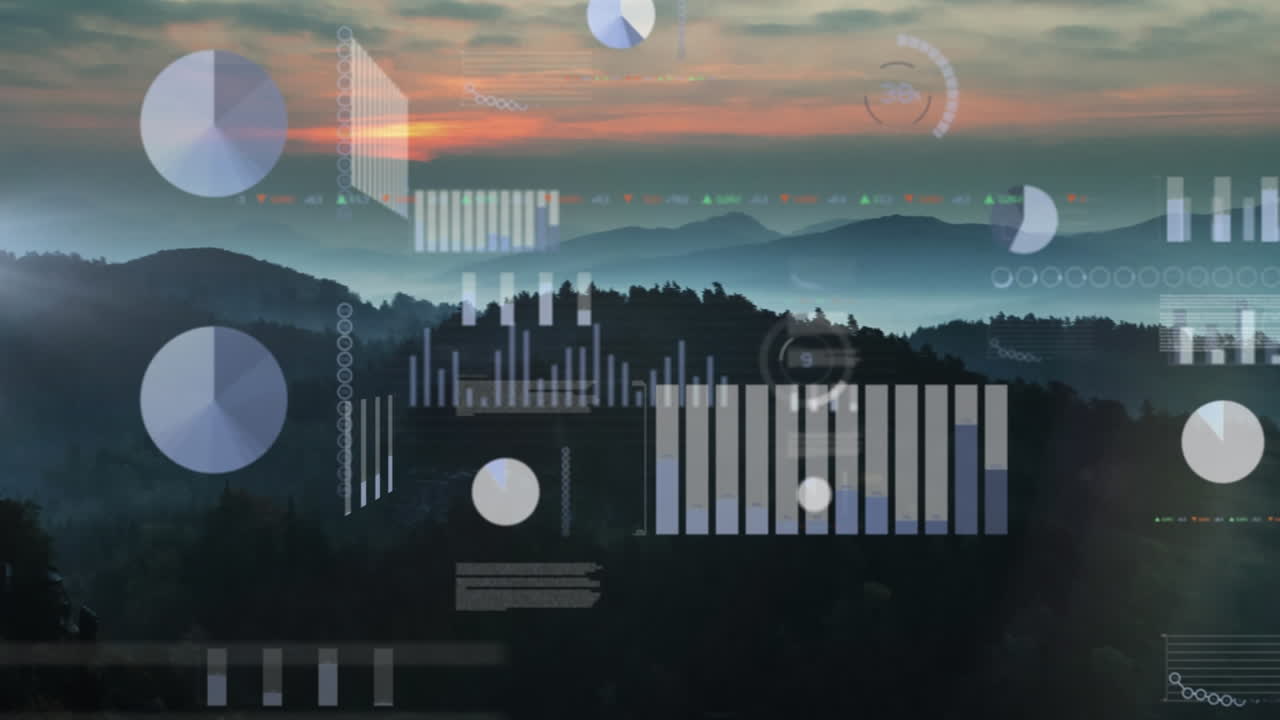 animación de estadísticas y procesamiento de datos sobre el paisaje