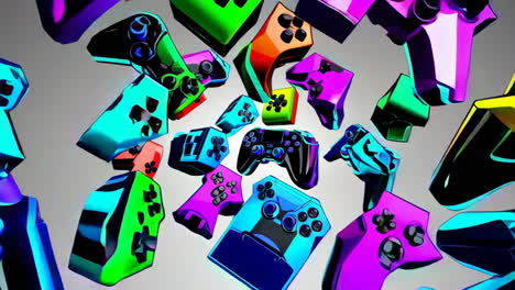 vibrant neon gaming controllers collection