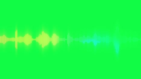 multicolored audio waveform looping animation on chroma key green screen background. music, audio technology concept.