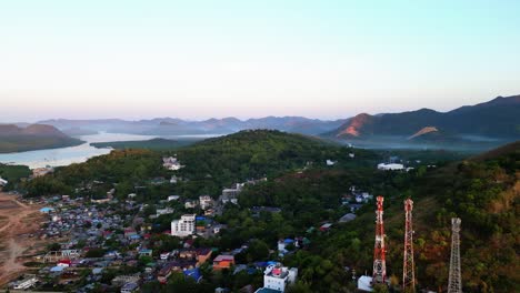 Aerial-Drone-Pan-Left-Mount-Tapyas-To-Coron-Harbor-And-Mountains