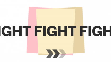 fight text animation over overlapping geometric shapes in pastel colors