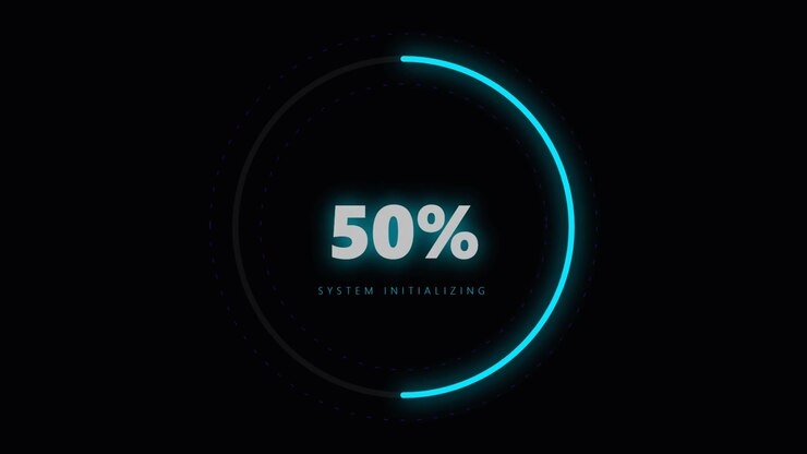 Digital Loading Progress Bar with System Initializing Text
