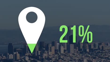 Animation-Des-Standortsymbols-Mit-Prozentsatz-Und-Stadt-Im-Hintergrund