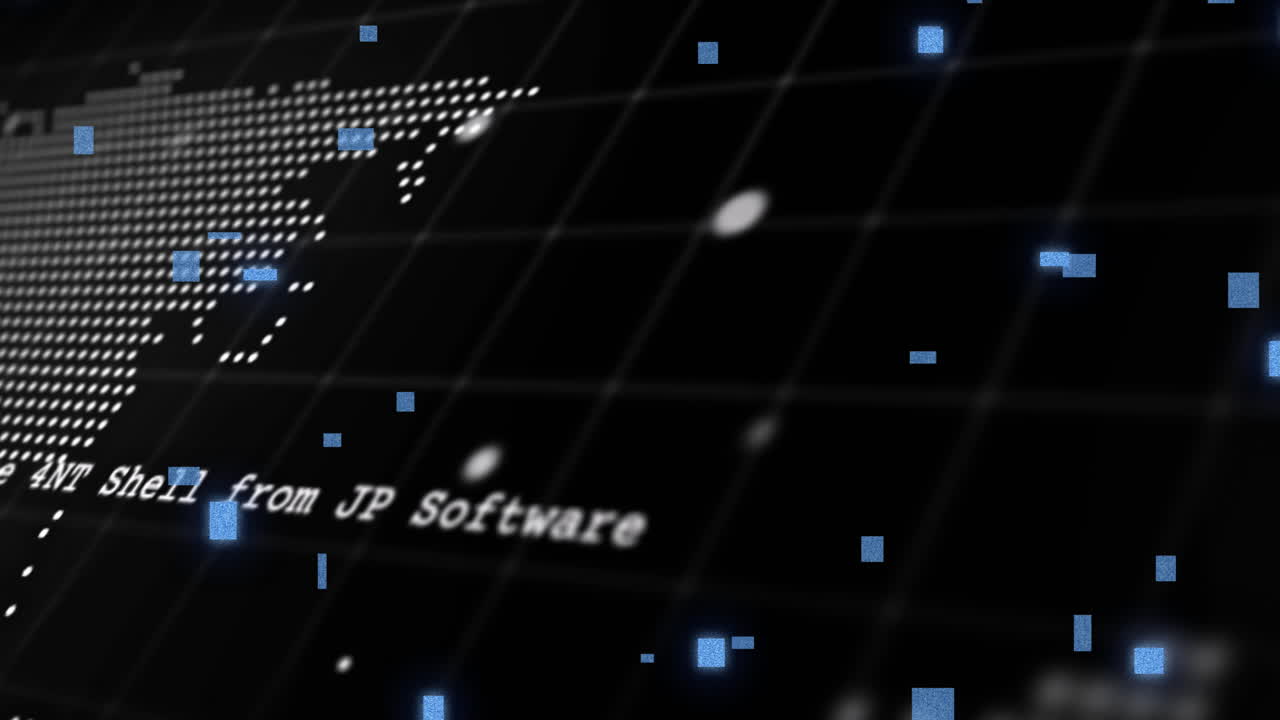 검은 바탕에 세계 지도를 가진 디지털 데이터 처리의 애니메이션