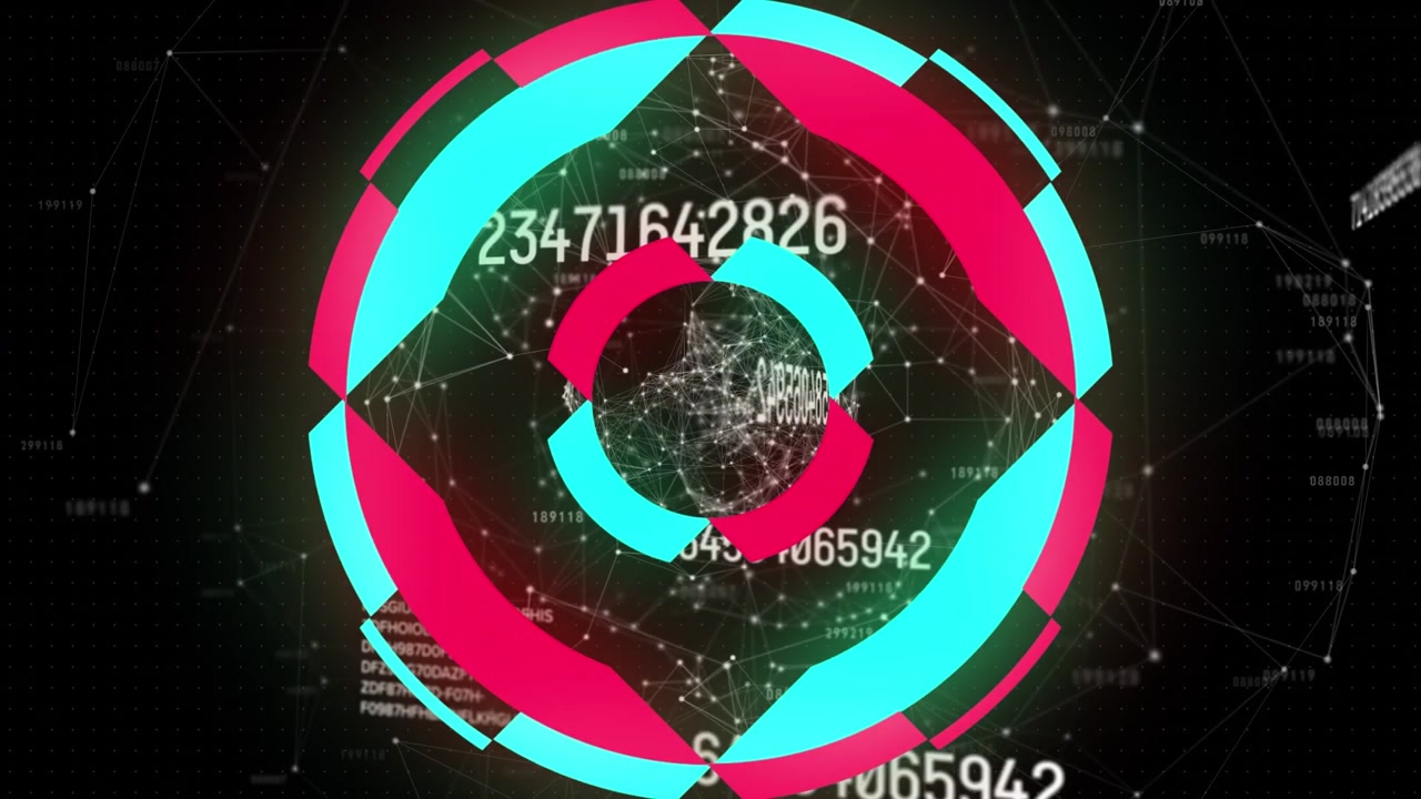 Animation of numbers and data processing over globe
