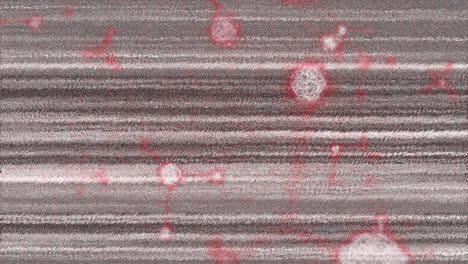 static noise texture animating across frame, with red-pink glitch blotches interrupting bands
