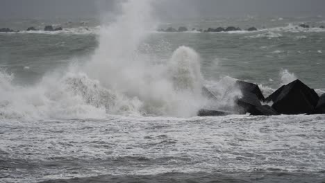 powerful waves crashing on the coast