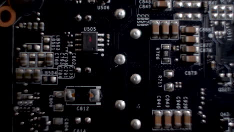 Macro-Shot-Of-PCB-Of-Graphics-Card-Soldering-Points